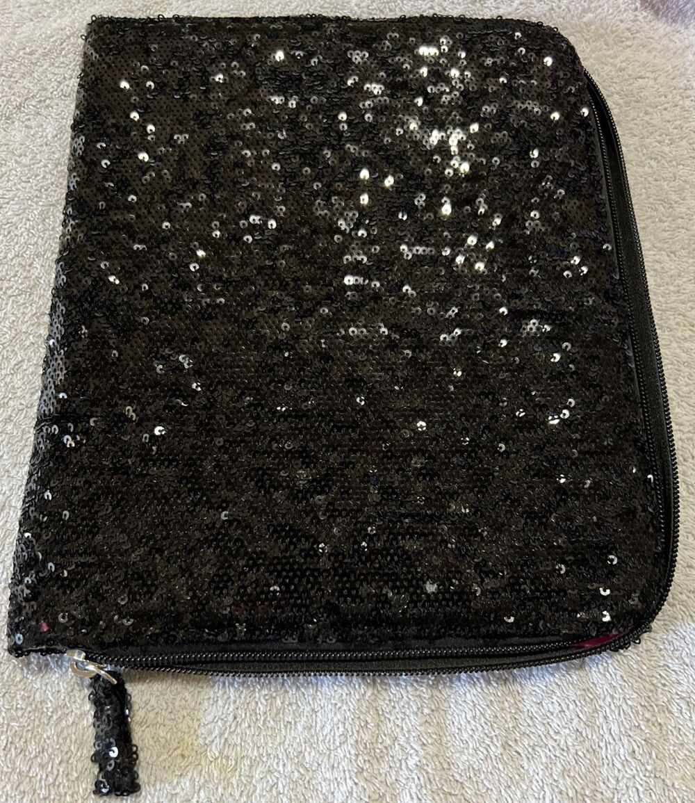 Fredrick's of Hollywood Tablet/iPad Case Fits Up To 7.5”x9.5” Black Glitter